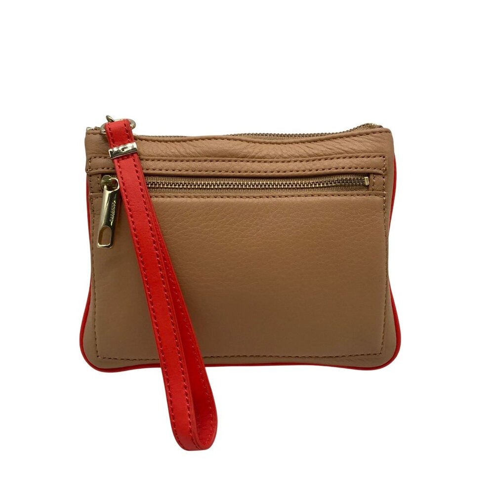 Talbots Tan Faux Leather Triple Compartment Wristlet